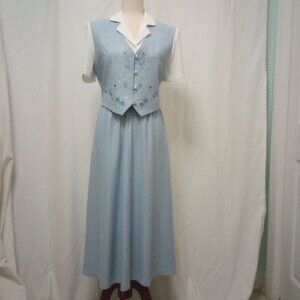 Vintage Powder Blue Day Dress Cottagecore sz 10P